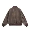 Jaqueta de Couro PU Yidao Vintage 2026 Primavera Nova Estilo Retrô Americano Desgastado Unissex Modelagem Solta Versátil Jaqueta de Voo para Homens