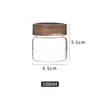 Frasco de Almacenamiento de Madera con Tapa para el Hogar, Frasco de Almacenamiento de Vidrio de Borosilicato Grueso Transparente, Lata Sellada a Prueba de Humedad para Café Molido y Té