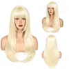 Peluca europea y americana de estilo transfronterizo, larga, recta, ligeramente ondulada, con capas y flequillo, disponible para venta al por mayor desde el fabricante