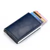 Fabricantes produzem suporte multifuncional para carteira de couro marrom liga de alumínio RFID oculto para cartões de crédito, cartões de transporte, cartões de visita
