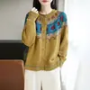 Nuevo cárdigan jacquard Fair Isle de color block vintage de principios de otoño para mujer, suéter de punto de manga larga, abrigo holgado y grueso