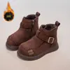 Botines de Terciopelo para Niños 2025 Otoño e Invierno Nuevos Botines para Niñas Botas de Mujer Bmw Botas de Cuero de Moda para Niñas Botas de Algodón