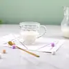 Taza de desayuno de vidrio ámbar repujado retro japonesa para helado con asa redonda para té con leche se puede usar como regalo