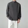 Nueva Camiseta Base de Color Sólido de Terciopelo Alemán de Cuello Semi Alto para Hombre Otoño/Invierno, Top de Moda de Gama Alta Versátil Sudadera Cálida Camiseta
