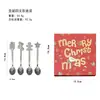 Juego de Cucharas para Cubiertos de Navidad de Acero Inoxidable Caja de Regalo Festiva Lindo Juego de Cucharas para Café Personaje de Jengibre de Dibujos Animados Cuchara para Postre