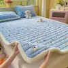 Colchoneta de Leche de Terciopelo Clase A para Madre y Bebé, Protector de Cama Acolchado Engrosado para Otoño e Invierno, Uso Doble Cara, Antideslizante, Lavable, Colchoneta Suave