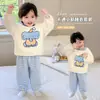 Pijama infantil de fleece coral, nova coleção de inverno, quente e espesso para outono e inverno, com estampas fofas de desenhos animados