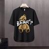 Camiseta de manga corta para hombre, marca de moda de verano, suelta, de cinco puntos, manga, 2024, nueva camiseta con estampado simple de Internet Ins.