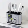 Atacado de Comércio Exterior Porta Talheres de Aço Inoxidável com Compartimentos, Porta Hashi, Balde de Armazenamento de Utensílios de Cozinha, Porta Canudos, Porta Facas e Garfos