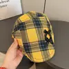Gorra Plaid Hecha a Mano con Lazo para Mujer, Nuevo Estilo de Verano, Boina Usada al Revés, Gorra Newsboy que Adelgaza el Rostro para Primavera y Otoño