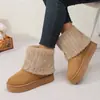 Botas de nieve de invierno transfronterizas para mujer, de caña alta, forradas de piel, de algodón para nieve cálidas, suela plana, pelaje corto y esponjoso