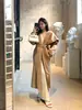 Falda tejida suave estilo coreano para mujer, de cintura alta, adelgazante, corte holgado, versátil, con un diseño largo y fluido