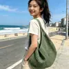 Bolso de Hombro Tejido Hueco de Verano para Mujer 2025 Nuevo Estilo Bolso de Punto con Flor de Hilo Gran Capacidad Bolso Tote