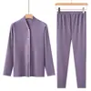 Ropa de Otoño y Pantalones de Mamá Chunzhi, Tela Catiónica, Cárdigan con Cuello Alto, Conjunto Cálido para Mujeres de Mediana Edad y Mayores
