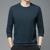 Camiseta de Manga Larga para Hombre 2024, Nueva Otoño/Invierno, Cuello Redondo, Casual, Moderna, Versátil, Camiseta Base