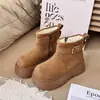 Botas de nieve cortas para mujer con suelas gruesas para mujeres menudas, nuevo modelo de invierno 2026, forradas de felpa y engrosadas, botas cortas cálidas con suelas de plataforma para aumentar la altura