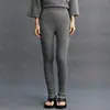 Calça Térmica Feminina de Cashmere com Listras Verticais Outono e Inverno Nova Versátil Casual Resistente ao Frio Legging Engrossada de Cor Sólida para Pernas Afuniladas