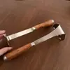 Conjunto de Utensílios de Cozinha em Aço Inoxidável 304 com Cabo de Jacarandá: Colher de Arroz, Descascador, Espátula para Peixe, Abridor de Ostras, Amassador