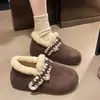 Zapatillas de exterior tipo mula forradas de felpa, de felpa, para mujer, nuevo modelo Otoño/Invierno 2026, cálidas, que aumentan la altura, de suela gruesa, de algodón