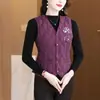 Colete Bordado Pesado de Alta Qualidade, Colete de Alfaiataria, Blusa Básica, Corte Slim, Camada Interna Quente, Colete Leve de Algodão com Enchimento