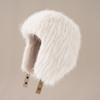 Gorro Lei Feng de piel sintética para mujer, felpa completa gruesa con orejeras, visón sintético, invierno, ciclismo, resistente al viento, cálido, sombrero de moda