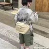 Bolsa Transversal Infantil Simples e Versátil para o Dia a Dia Bolsa de Ombro Casual Japonesa de Grande Capacidade Retrô Cor Pura para Meninos e Meninas