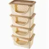 Cesta de Almacenamiento de Plástico Apilable con Apertura Frontal y Tapa, Contenedor Organizador Ventilado para Cocina, Dormitorio