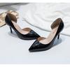 Novo salto agulha apontado brilhante sapatos de couro sexy primavera e outono boca rasa prata lado vazio sapatos femininos europeus e americanos novos saltos altos na moda