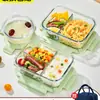 Pote de Vidro para Almoço com Aquecimento no Micro-ondas, Especial para Levar Refeições para o Trabalho, Compartimentado, Recipiente de Alimentos Selado, Caixa Bento, Caixa para Conservar Fresco, Tigela para Sopa