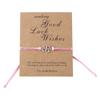 Amazon Venta Caliente Exquisita Pulsera Tejida con Tarjeta de Trébol de la Suerte Distintiva Creativa Cuerda de Color Pulsera Ajustable