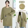 Avental Simples Impermeável com Logo Personalizado para Cozinha Doméstica, Roupa de Trabalho para Salão de Beleza, Avental Feminino de Manga Longa, Atacado em Estoque