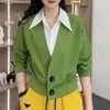 Top Falso de Dos Piezas 2026 Elegante Corto Manga Larga Otoño Nuevo Bloque de Color Falso de Dos Piezas Elegante Adelgazante Top para Mujer