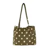 2026 Nova Bolsa Tote de Bolinhas Estilo Coreano Grande Capacidade Bolsa de Ombro para o Dia a Dia Bolsa de Mão Versátil de Veludo Cotelê Retrô para Mulheres