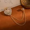 ¡Guau!Corona Retro Europea y Americana Cadena de Borla Moda Ropa Formal Lujo Ligero Gama Alta Accesorio de Pedrería Broche