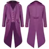 Casaco Medieval Retro Cauda de Andorinha Masculino Cor Sólida Punk Longo Halloween Performance de Palco Fantasia Cosplay