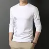 Camiseta de manga larga para hombre, capa interior de otoño para hombre, camiseta base elástica de corte holgado, camiseta estampada estilo coreano ins para hombre