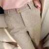 Pantalones de lana de espiga para mujer otoño e invierno Nuevos pantalones rectos ajustados otoño casual pantalones de traje pantalones de tubo otoño e invierno