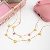 Wanxing Acero Inoxidable Transfronterizo Oro de 18K Nuevo Collar Colgante de Corazón Colorido Cadena de Clavícula Simple en Capas de Alta Gama