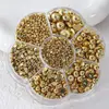 Rejilla de 12 Compartimentos Múltiples Especificaciones Aleación Oro Plata Fondo Plano Clavo Remache Redondo Decoración para Uñas Estampado Leopardo Uñas Portátiles Decoración Metálica