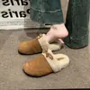 Pantuflas de felpa con lazo 2026 para casa, peludas, para mujer, para usar en exteriores, de felpa, punta cerrada, retro, de algodón, cálidas