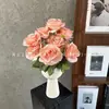 Nuevas Flores Artificiales 9 Cabezas Ramo Búlgaro Rosas Estilo Europeo Boda Hotel Decoración Flores Artificiales Mayoreo Transfronterizo