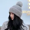 Sombreros de Invierno y Otoño para Mujer con Diamantes, Trigo y Conejo, Sombreros de Algodón Cálidos para Exteriores, Sombreros de Punto de Lana para Montar en Invierno