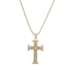 Cadena Hueso de Serpiente Redonda Hip-Hop Europeo y Americano Colgante de Cruz con Diamante Collar Largo Nicho para Hombres y Mujeres Collar con Letra Cadena para Suéter