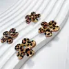 Nuevos Pendientes de Flor de Cinco Pétalos con Pedrería Estampado de Leopardo de Gama Alta, Tendencia Versátil, Moda Francesa de Nicho, Accesorios para el Cabello, Accesorios DIY