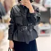 Chaqueta de Cuero para Mujer 2025 Haining Otoño Nuevo Estilo Ceñida a la Cintura Popular Primavera y Otoño Estilo Corto Estilo Coreano Chaqueta de Cuero