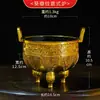 Quemador de Incienso Completamente Dorado Estilo Tíbet para Uso en Interiores, Quemador de Incienso de Tres Patas, Quemador de Incienso de Mesa para Ceremonia de Incienso, Pieza Decorativa, Varios Quemadores de Incienso