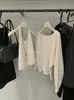 Conjunto Duas Peças Y.JIA Estilo Casual de Outono Top Regata Sem Costas com Gola Halter + Suéter de Manga Longa de Um Ombro 588