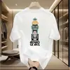 M-8XL tamanho plus size Camiseta Curta Masculina Verão Solta Casual Gola Redonda Versátil Plus Size Gordo Estampada Manga Curta