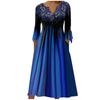Vestido de Moda Estilo Nuevo Europeo y Americano 2023 Estampado con Cuello en V Manga Tres Cuartos Talla Grande Sitio Web Independiente Amazon Vestido Largo