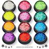 Conjunto de 12 cores 3mm estrela de cinco pontas fluorescente fosco lantejoulas para nail art maquiagem para os olhos tabletes de glitter para maquiagem cola gota acessórios para nail art